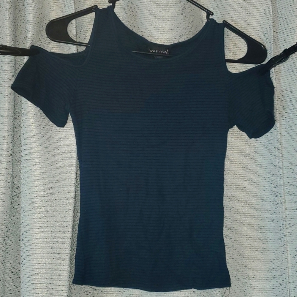 Wet Seal-Peek a Boo Shlulder Striped Top